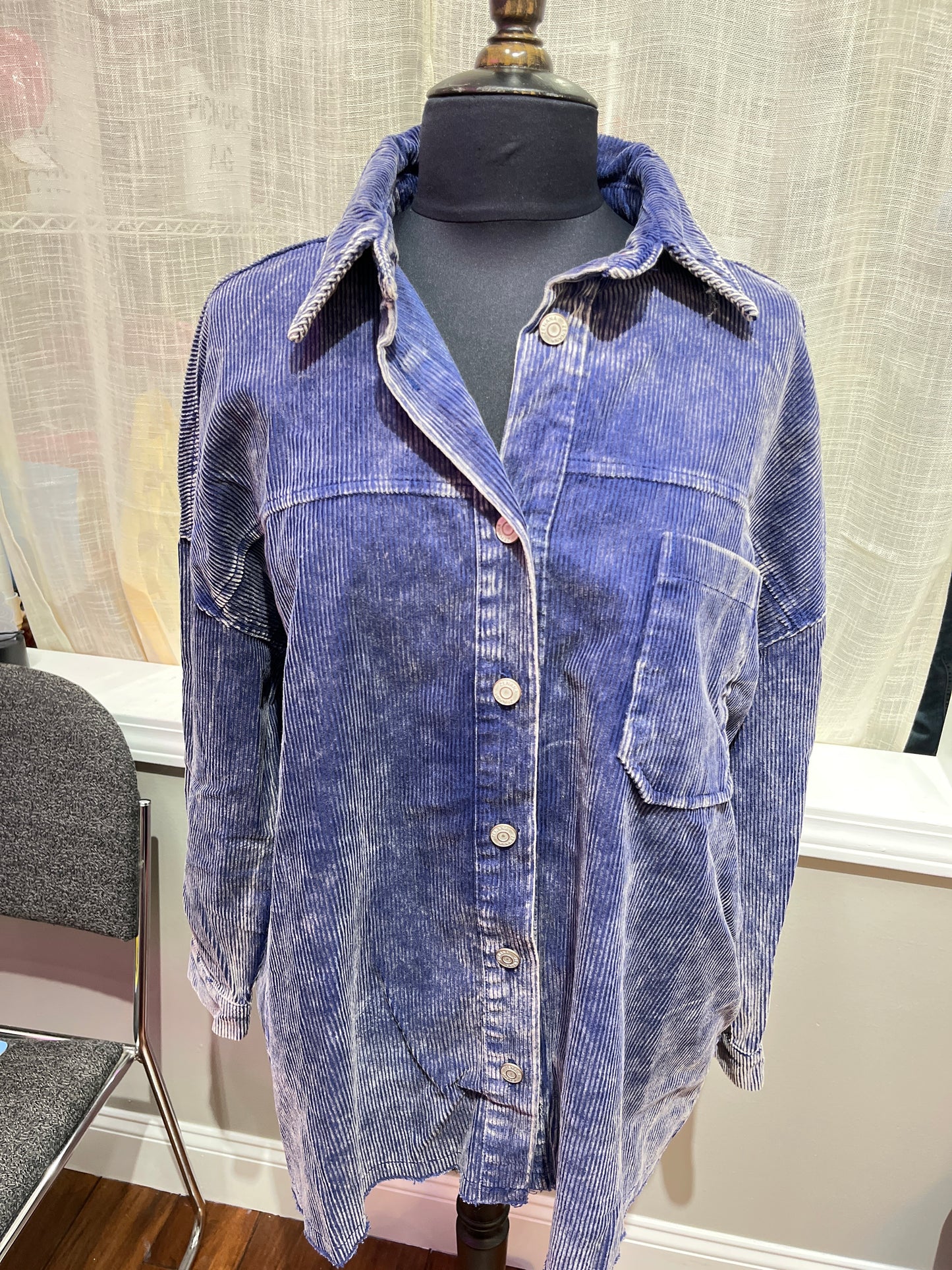 Light Navy Corduroy Shacket