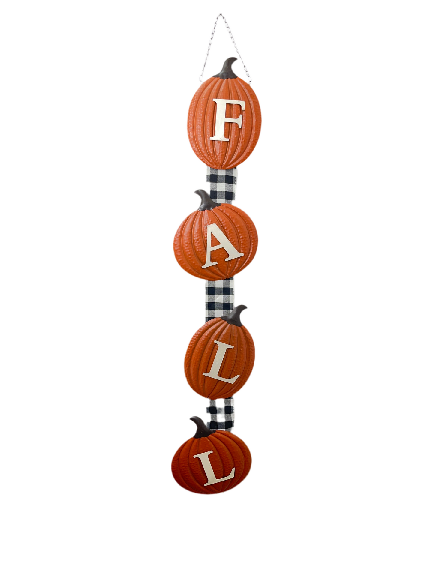Metal Fall Pumpkin Wall Decor Buffalo Plaid Ribbon
