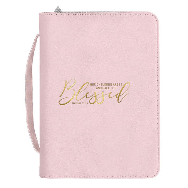 Blessed Pink Faux Leather Bible Cover