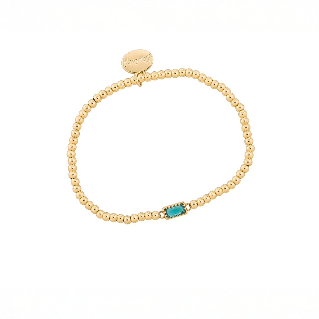 Gold Bead Water Resistant Birthstone Bracelet