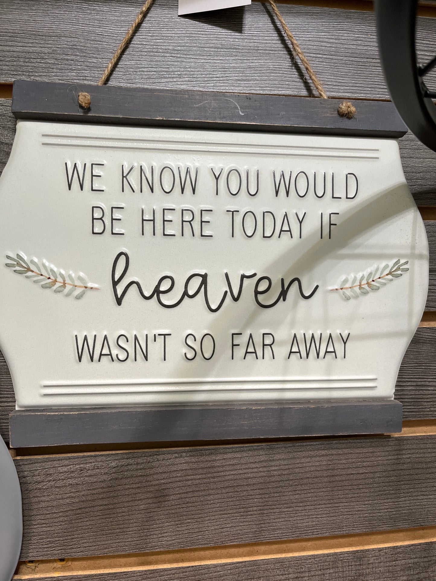 Wood & Metal Enamel Look Hanging Sign