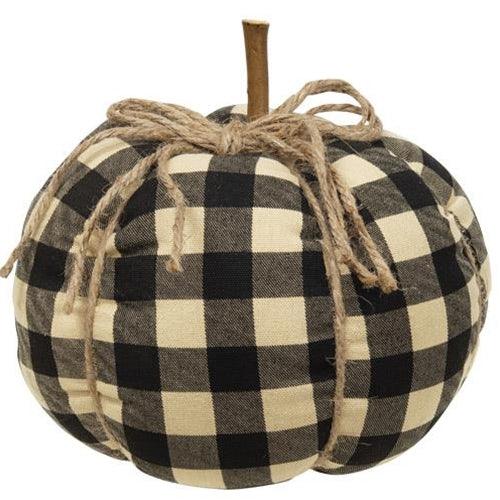 Black & Tan Buffalo Plaid Stuffed Pumpkin