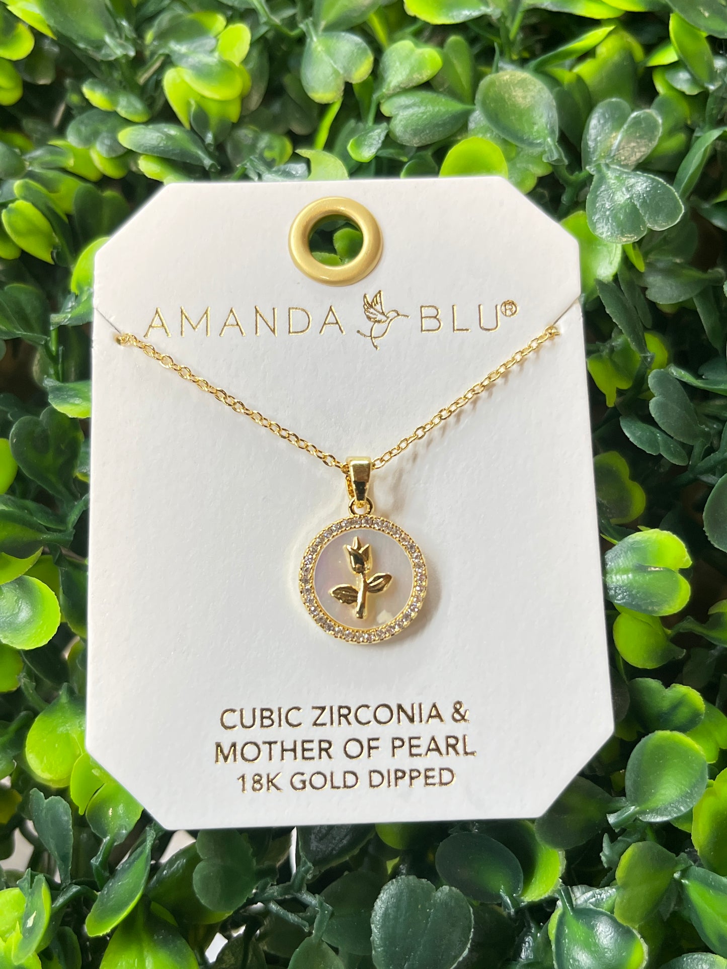 Gold & Mother Of Pearl Flower Pendant Necklace