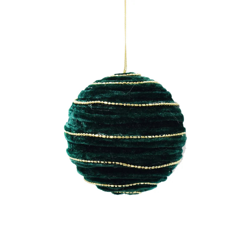 Spiral Chenille And Bead Ball Ornament 4"