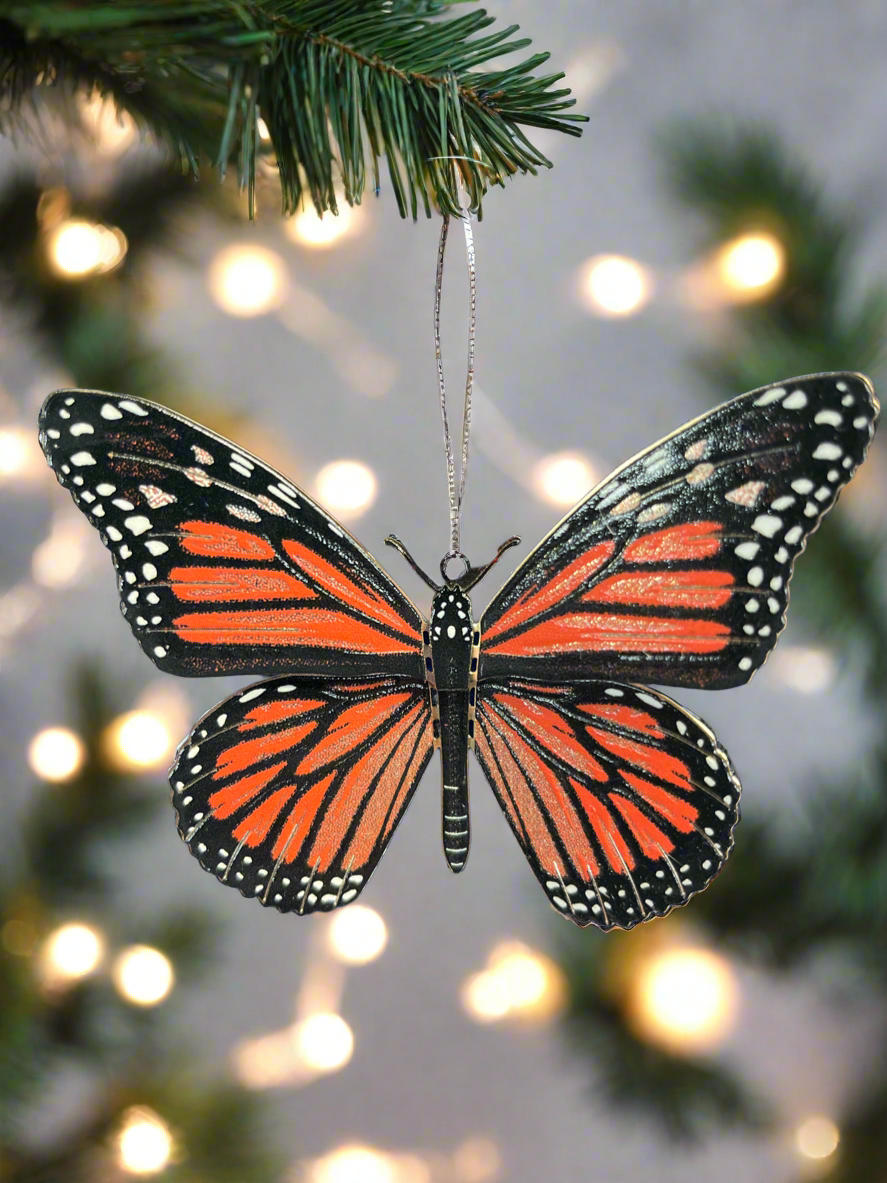 Monarch Butterfly Metal Etched Ornament