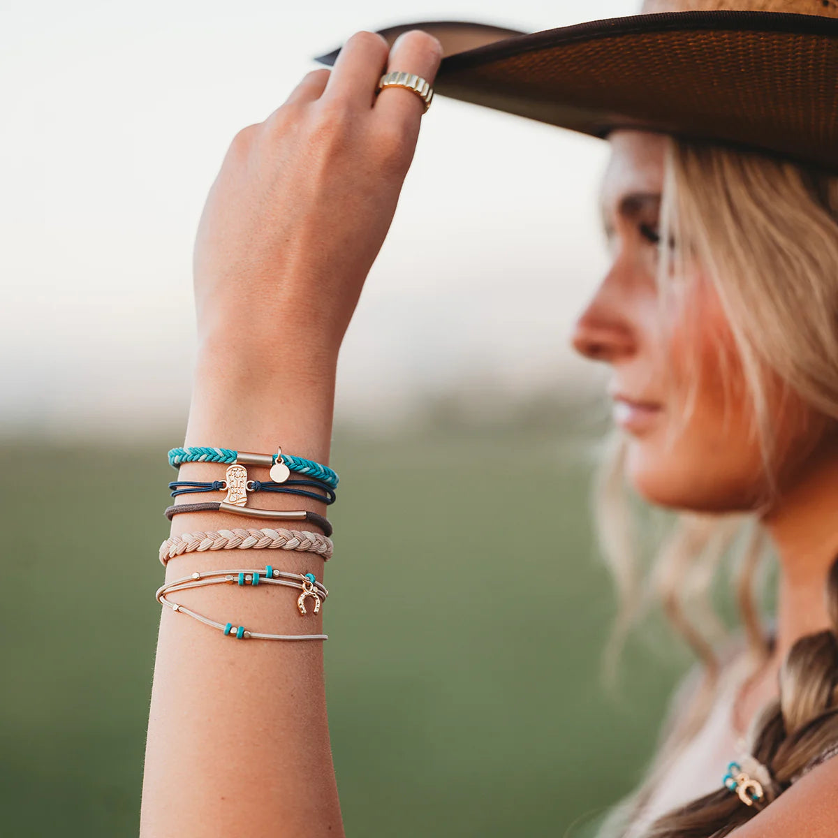 K'Lani "Stride" Turquoise with Gold Cowboy Boot Hair Tie Bracelets