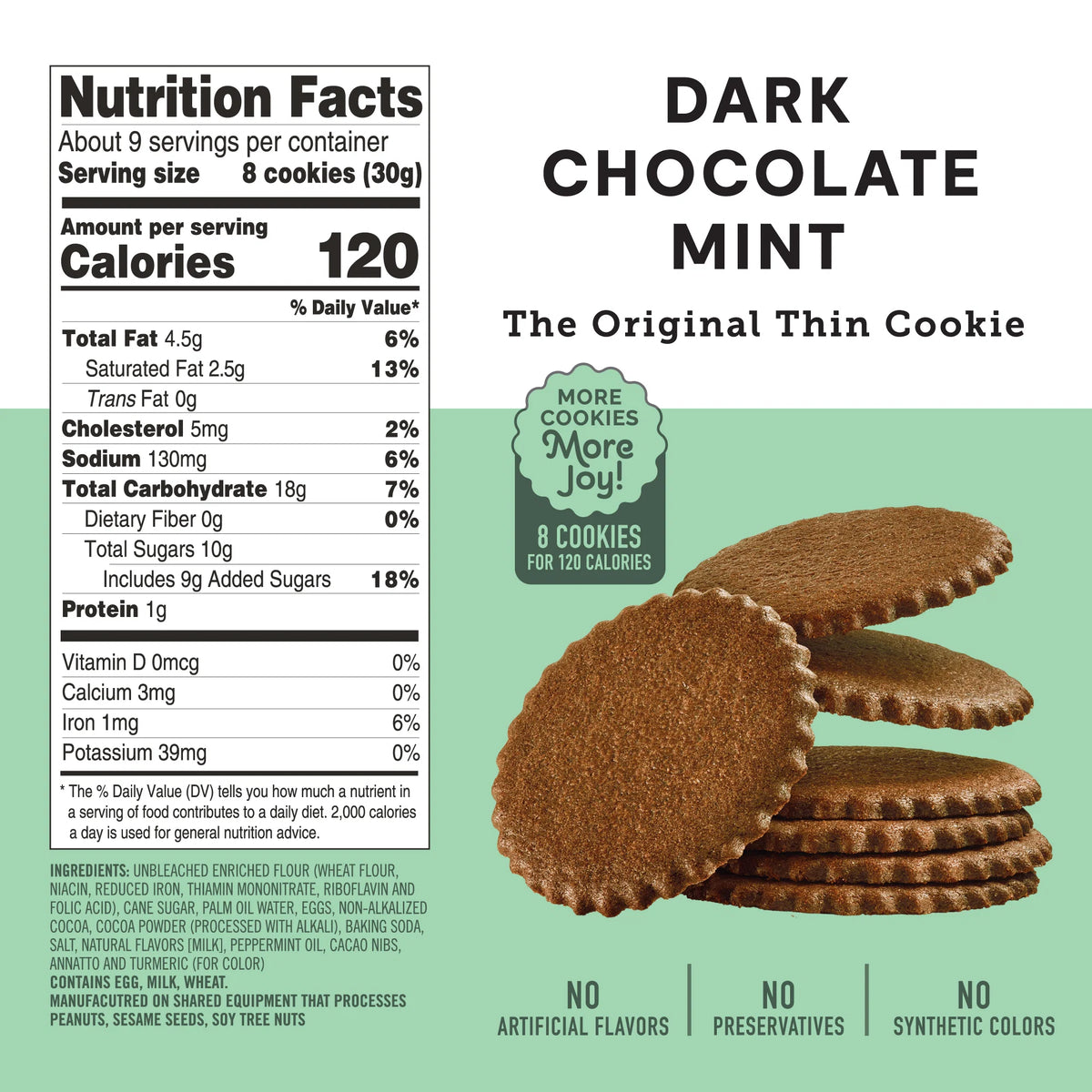 Deweys Bakery Thin Dark Chocolate Mint Cookies