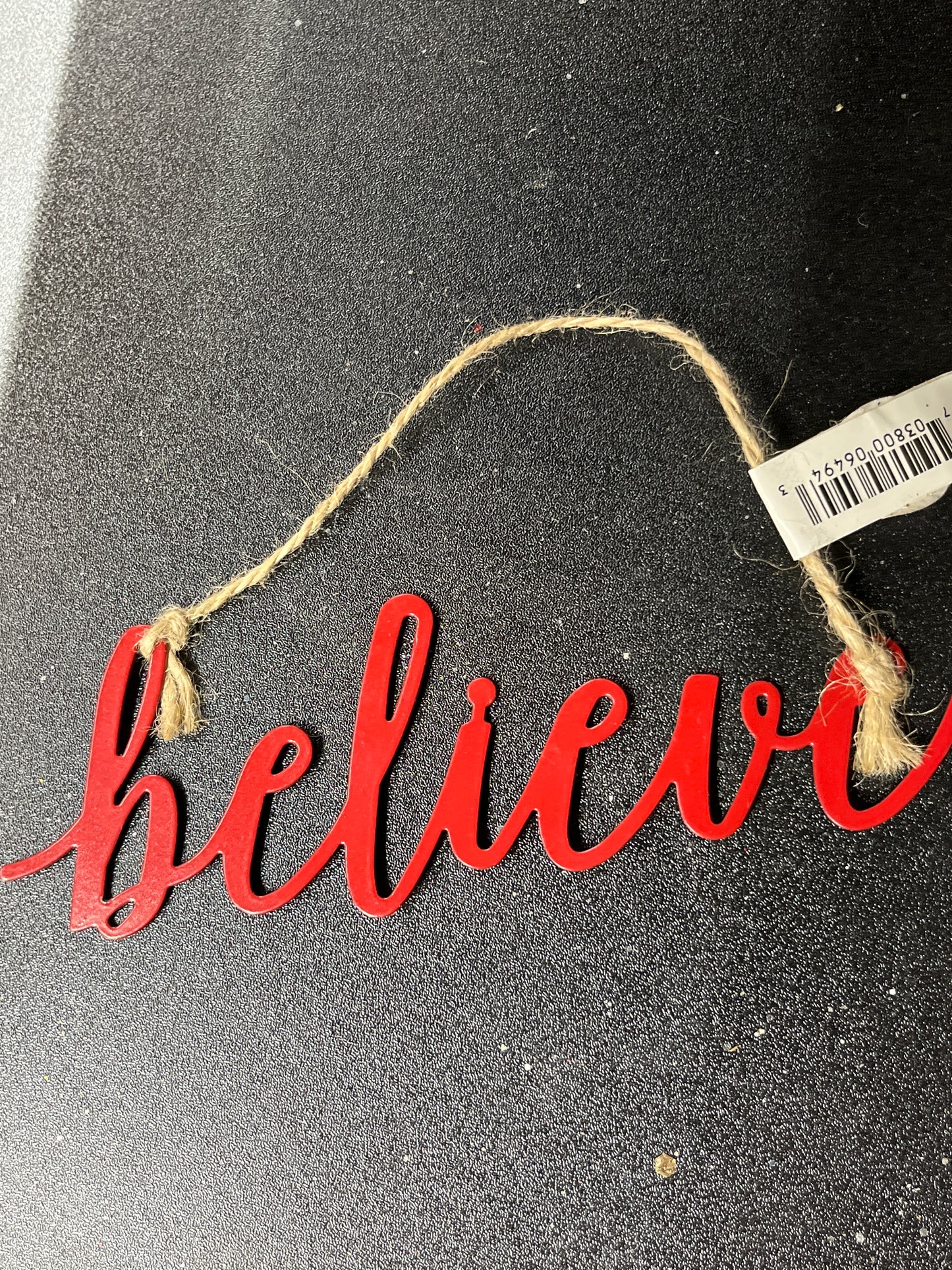 Red Metal Believe Ornament