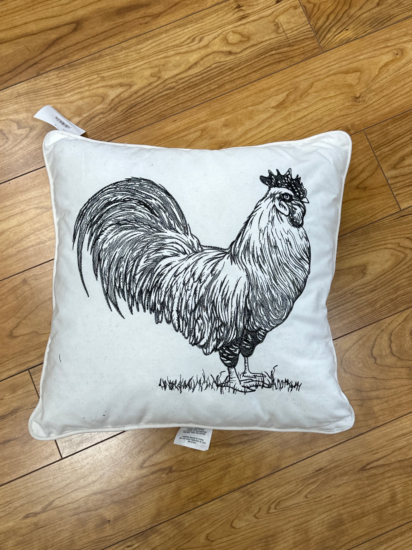 Barnyard Rooster Black/White Pillow