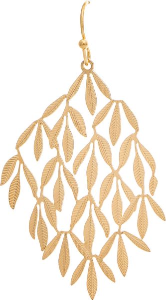 Gold Feathery Leaf Open Work Lightweight Earrings