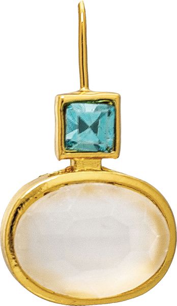 Gold Blue Frosted White Gem Drop Earrings