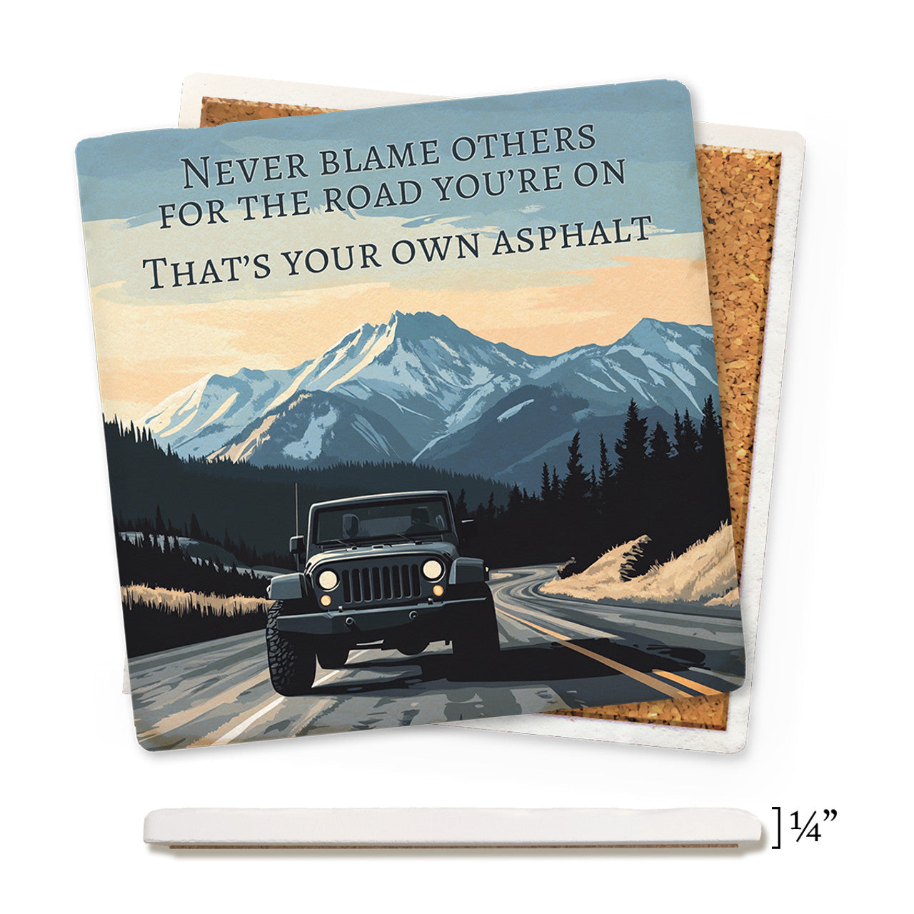 Never Blame Others Thin Ceramic Coaster