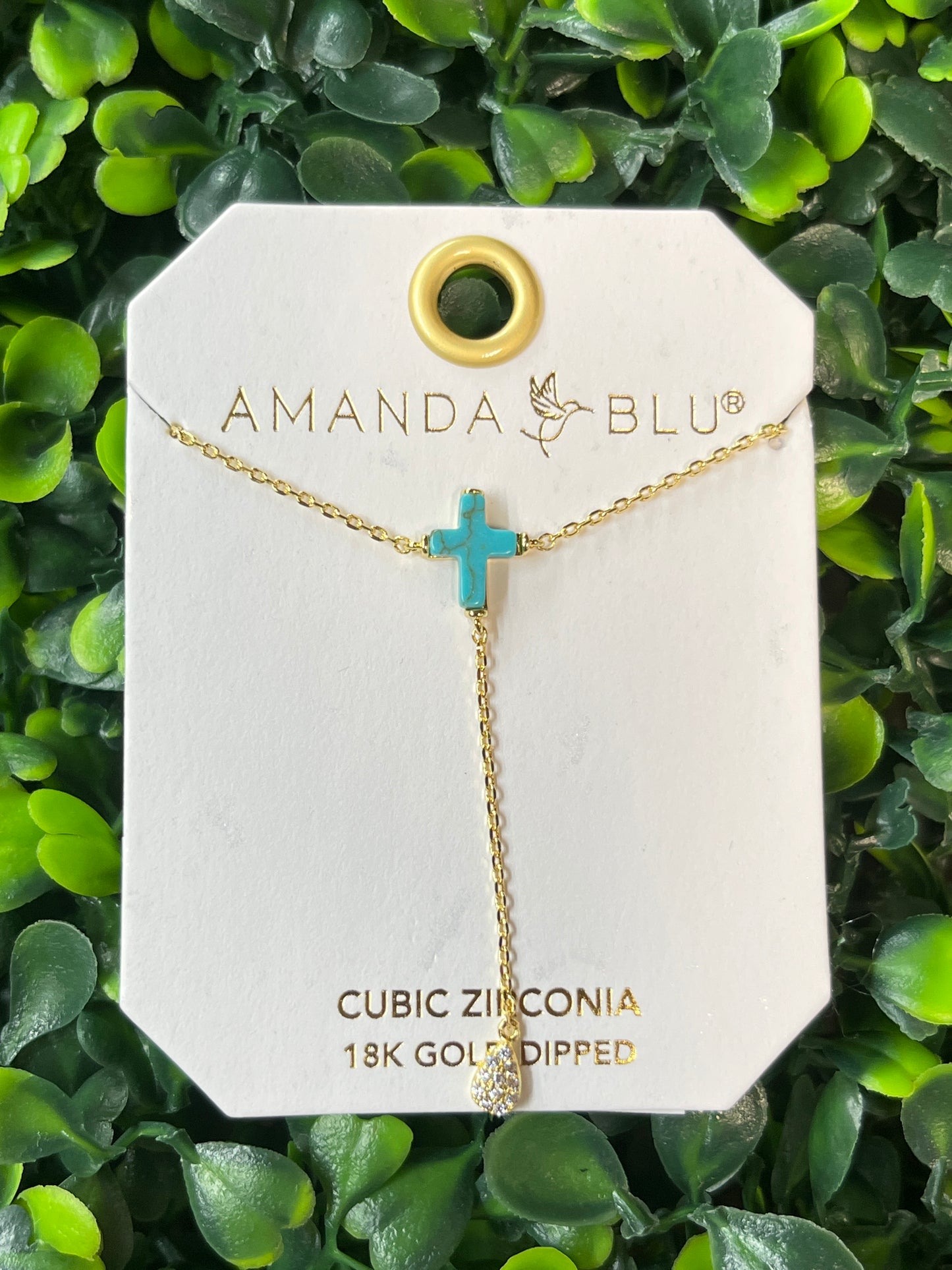 Gold With Turquoise Cross Necklace
