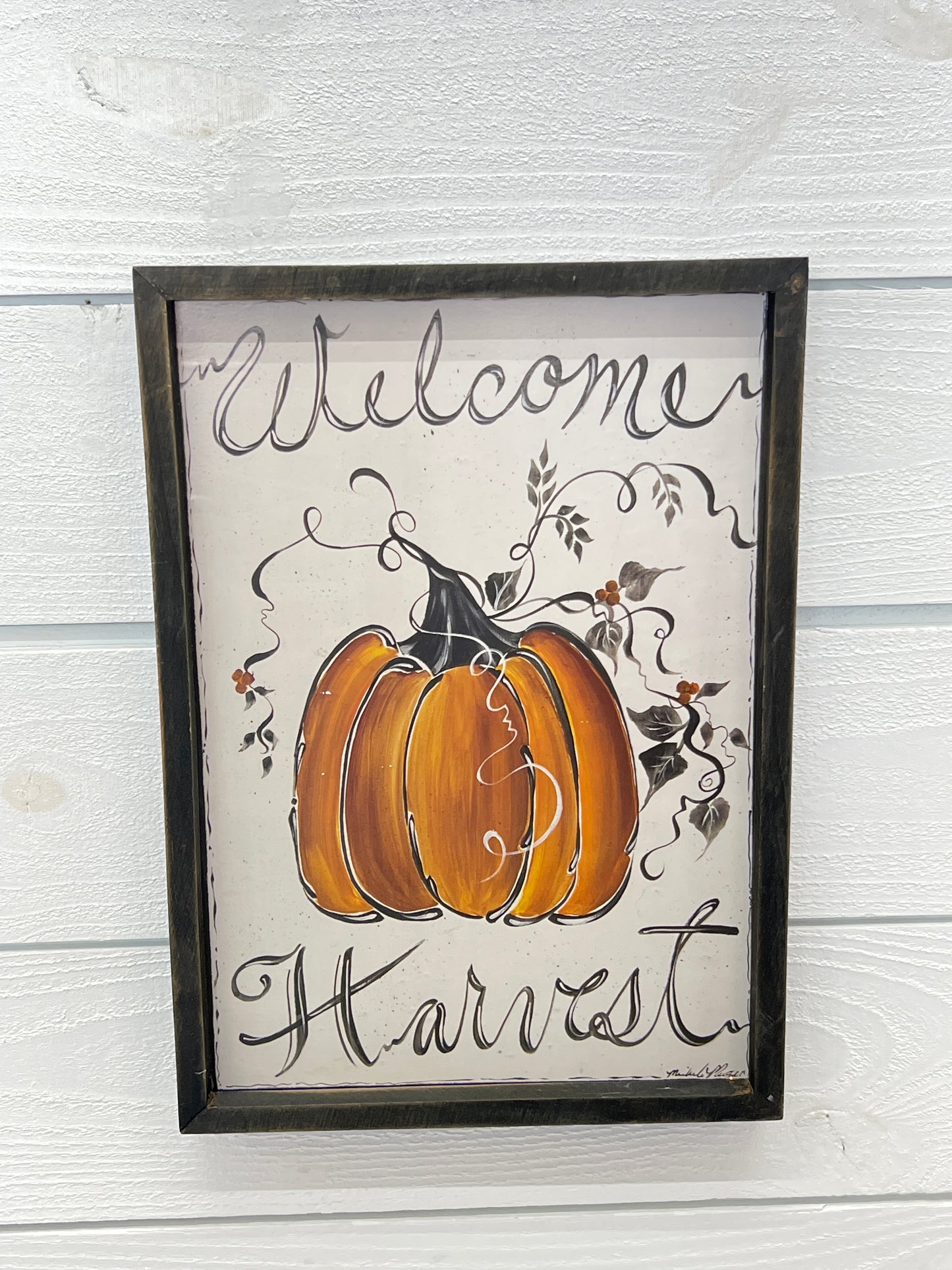 Welcome Harvest Black Wood Frame Print