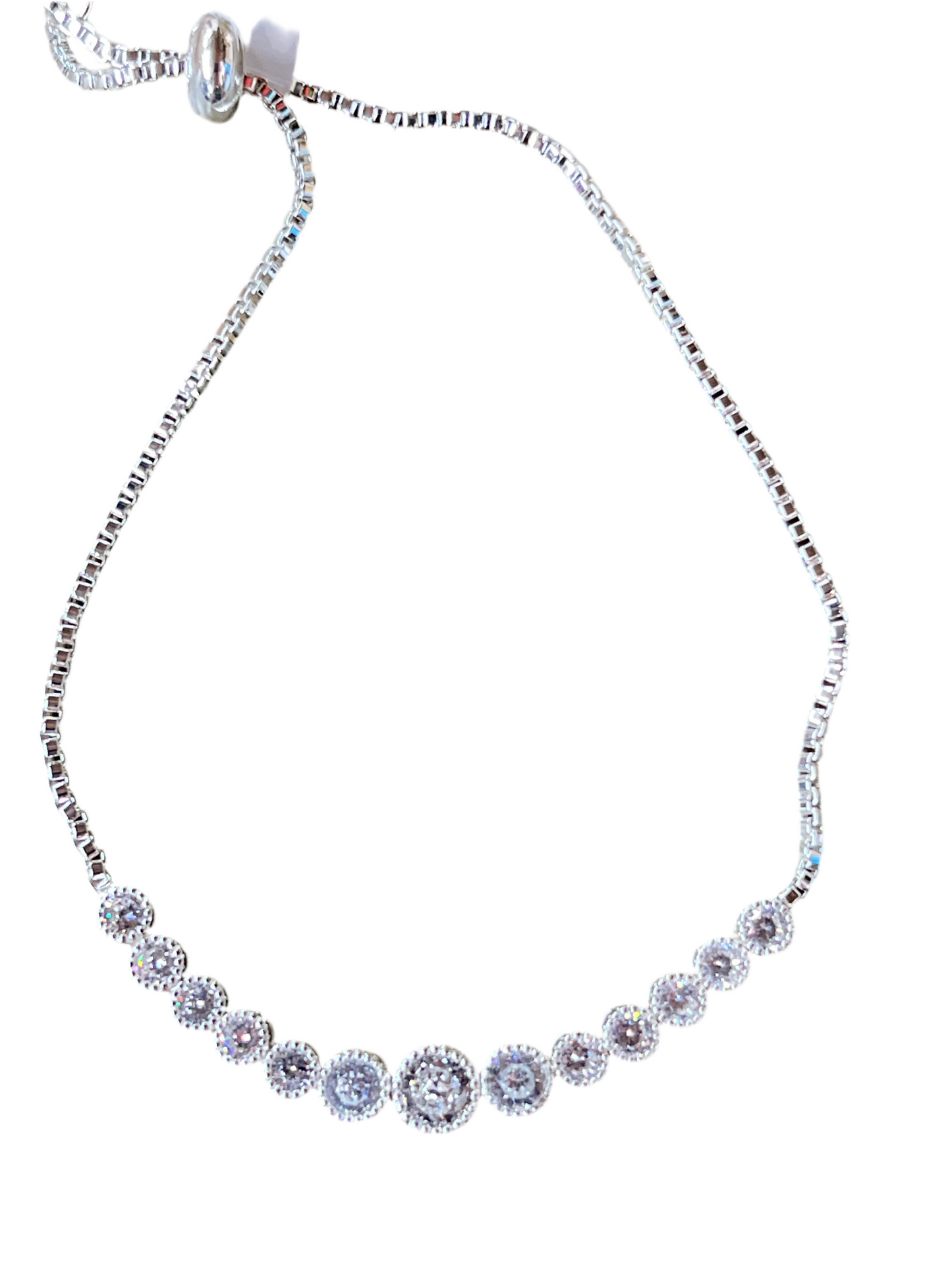 Silver Bracelet With Multiple Circle Diamonds