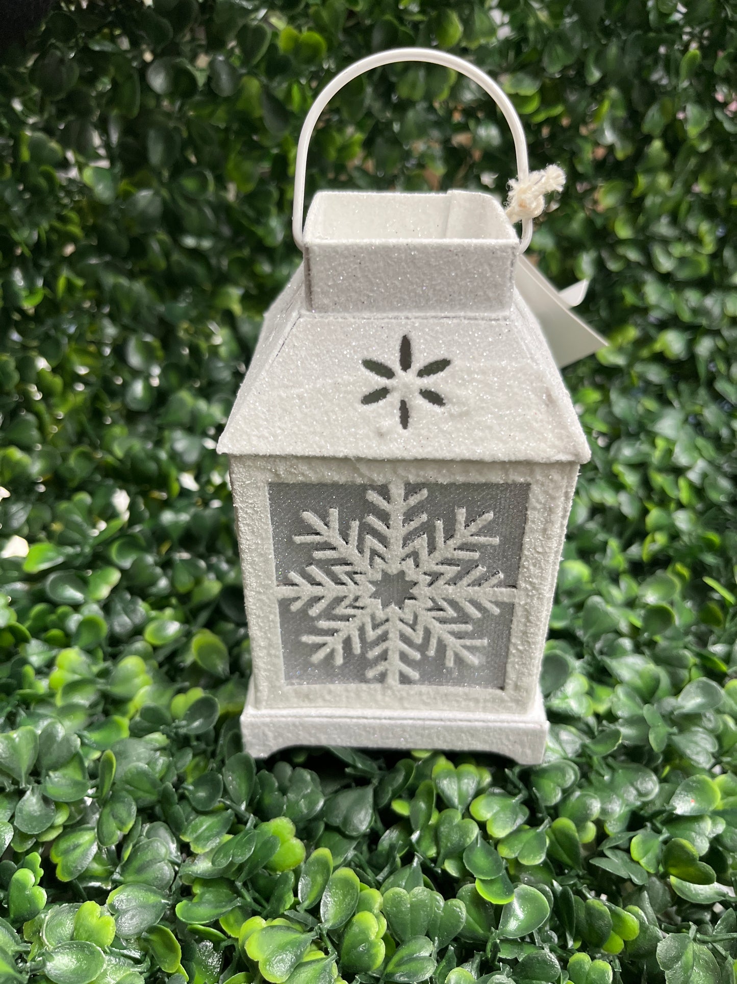 Mini White Glitter Light Up Lantern