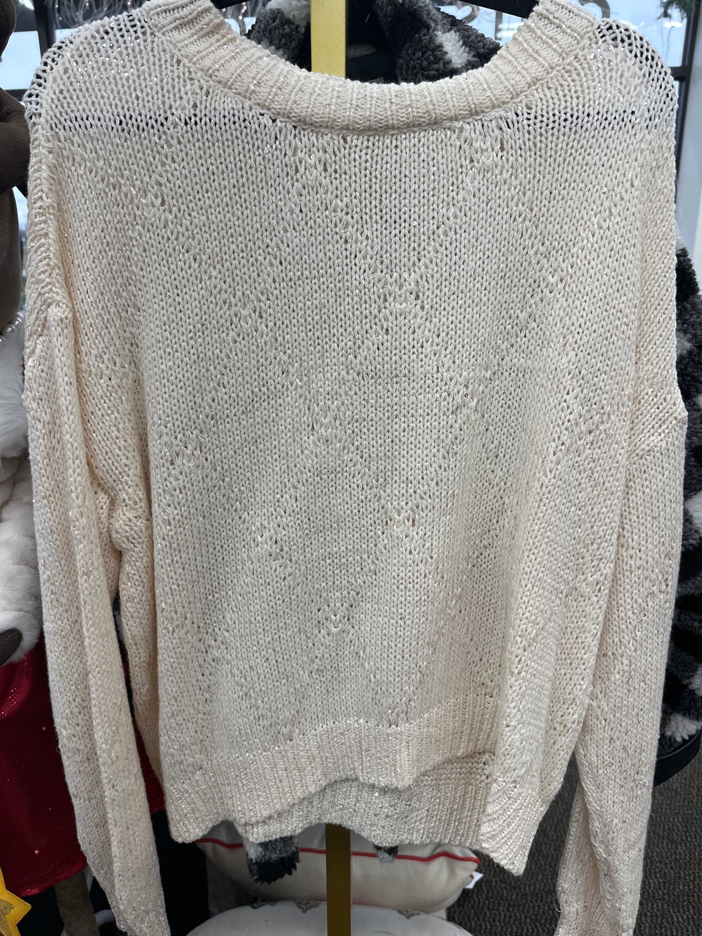 Cream Slightly Glitter Knit Sweater
