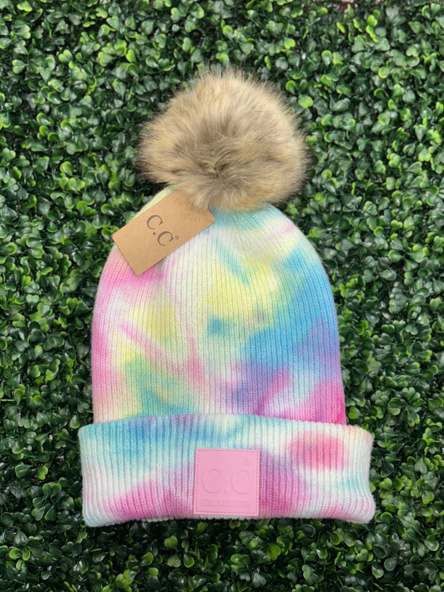 Tie Dye Fur Pom HAT7380POM