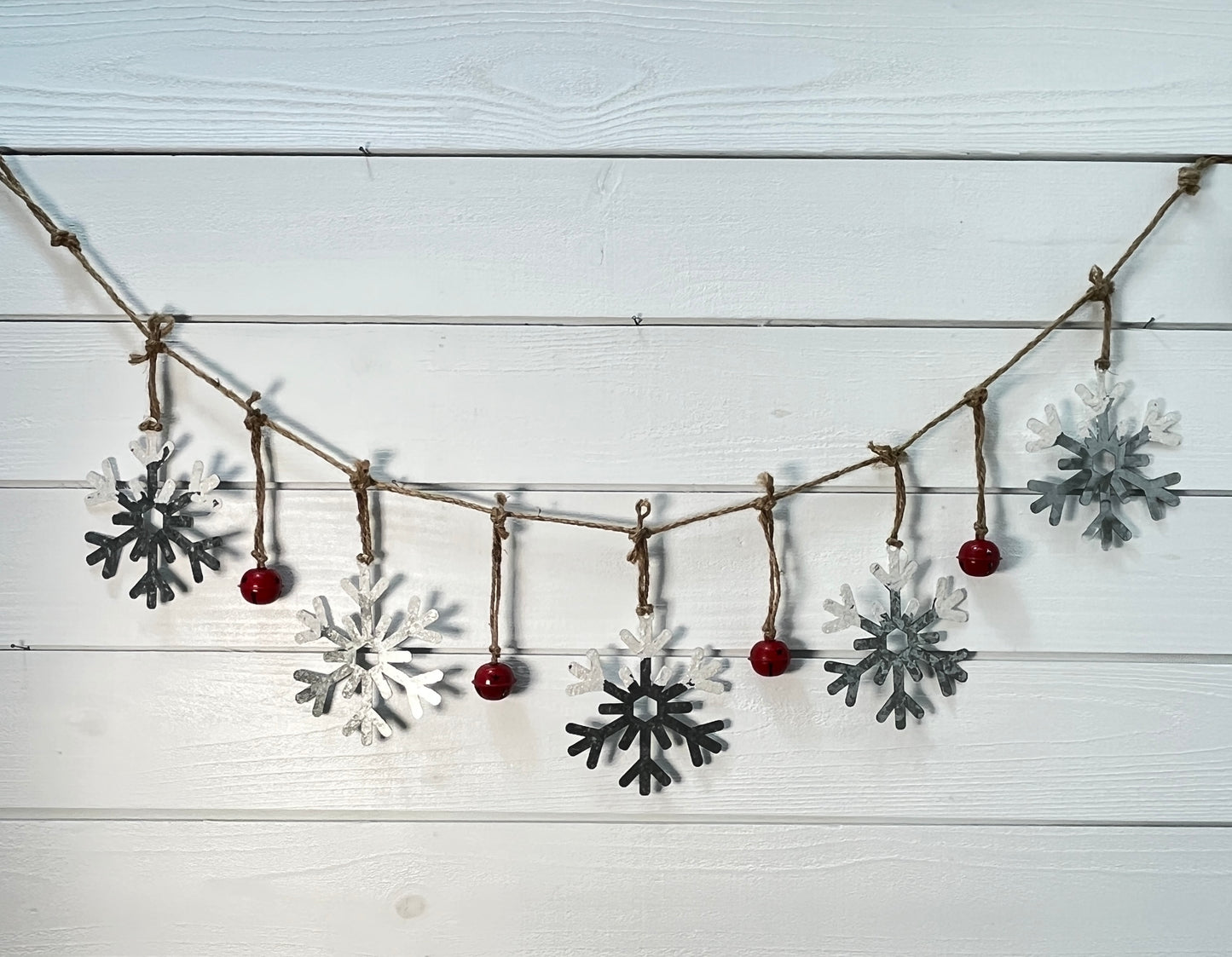Metal Snowflake Garland With Red Bells