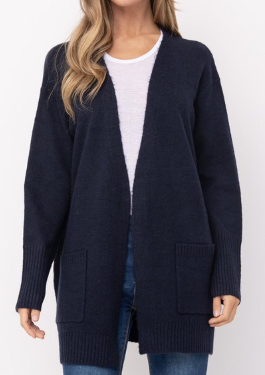 Cielo Navy Mossy Style Open Cardigan