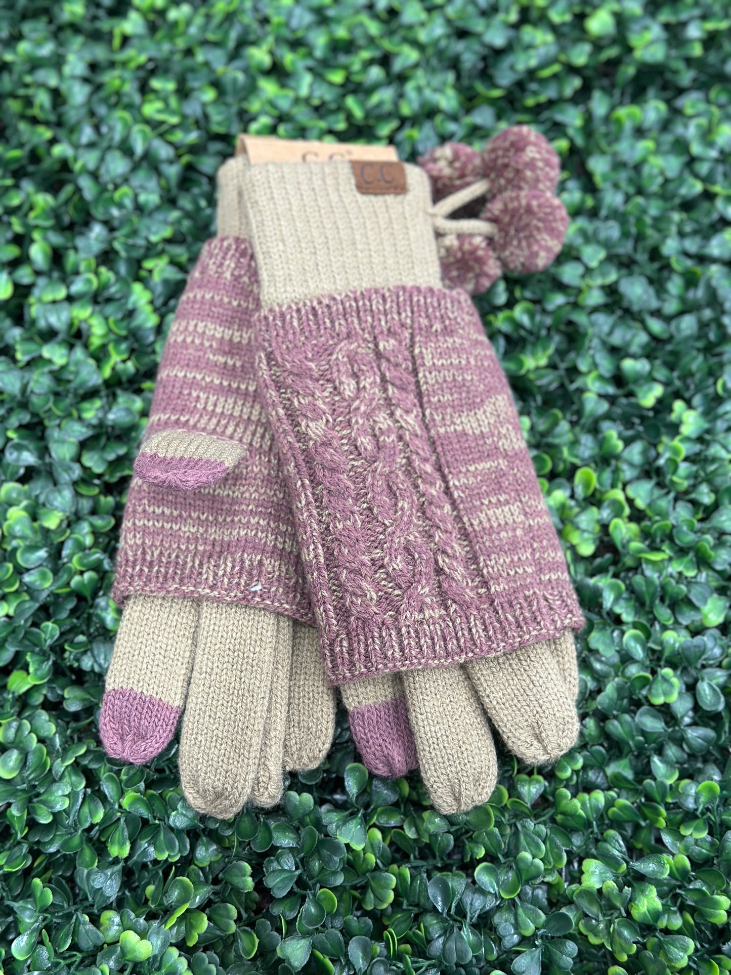 Multi Tone Cuffed Pom Gloves CG-6242POM