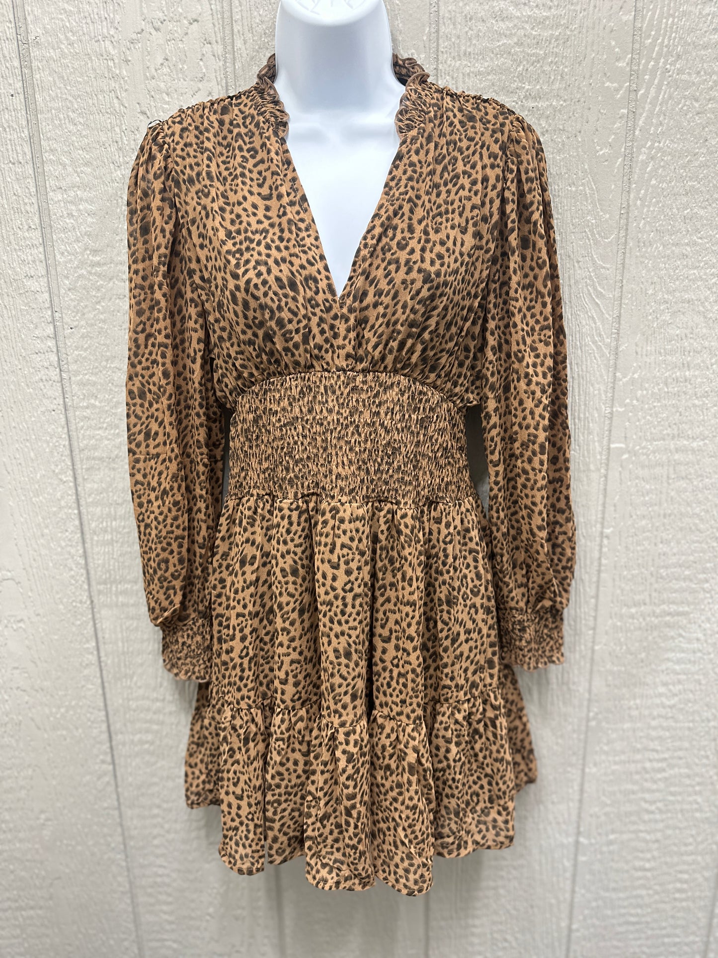 Leopard Print Long Sleeve Dress