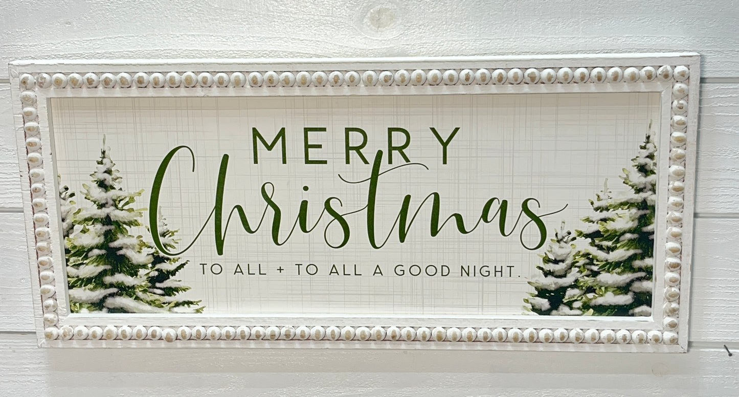 Merry Christmas To All White Washed Bead Inlay Sign