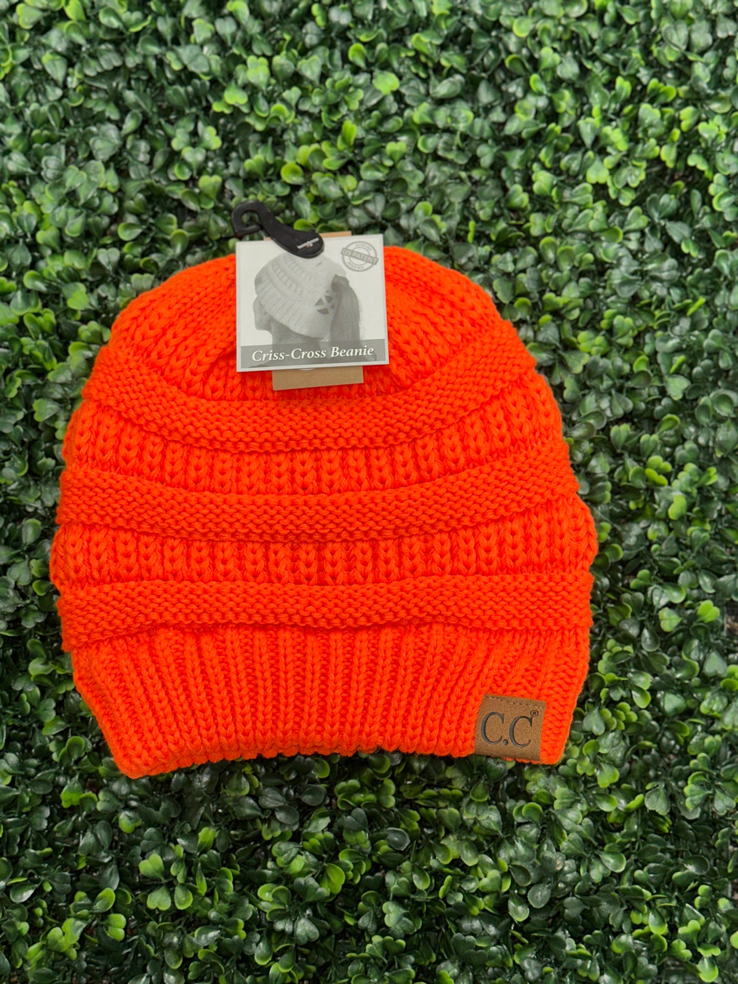 Criss Cross Beanie Neon Orange