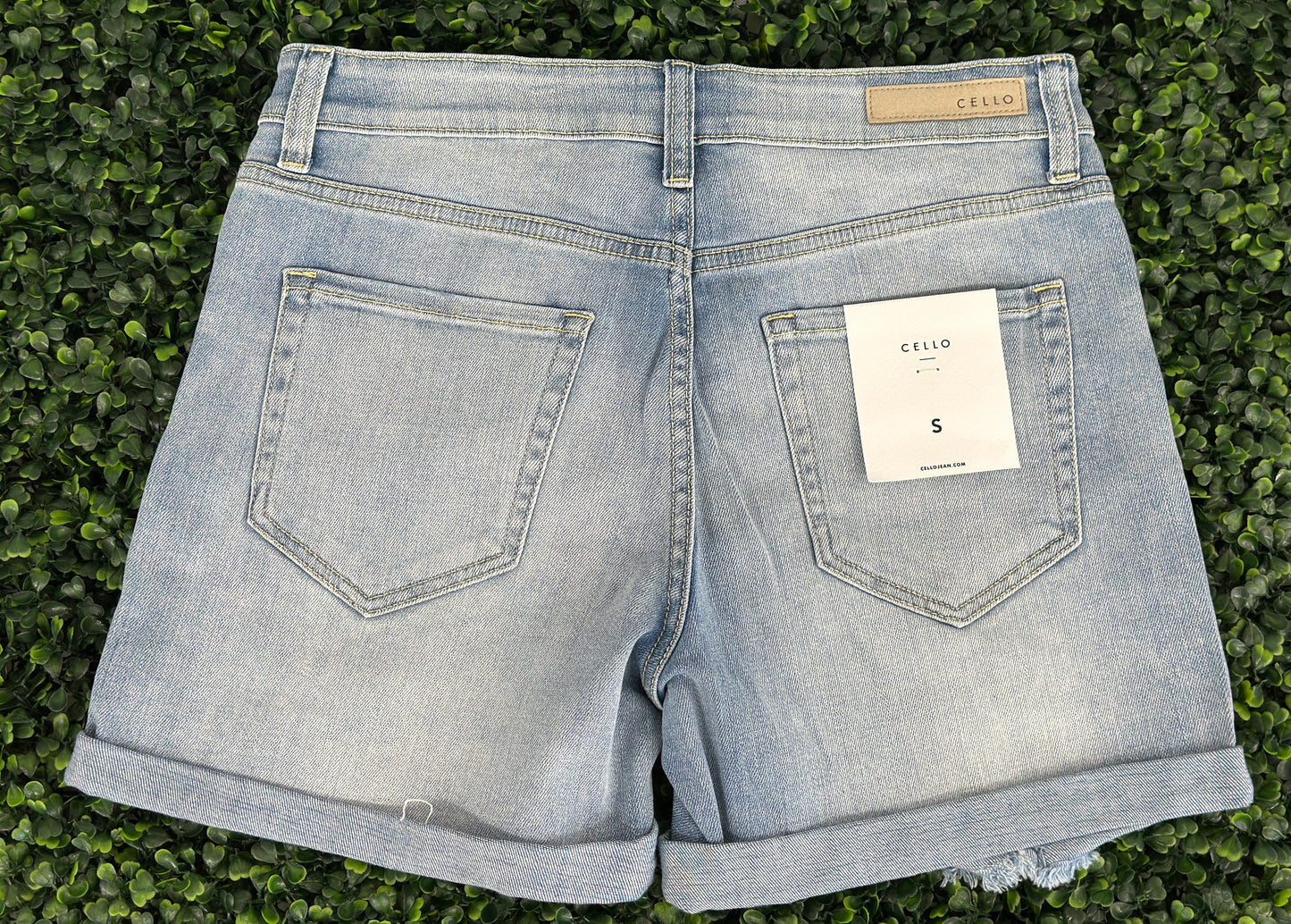 Cello High Rise Roller Hem Boyfriend Shorts