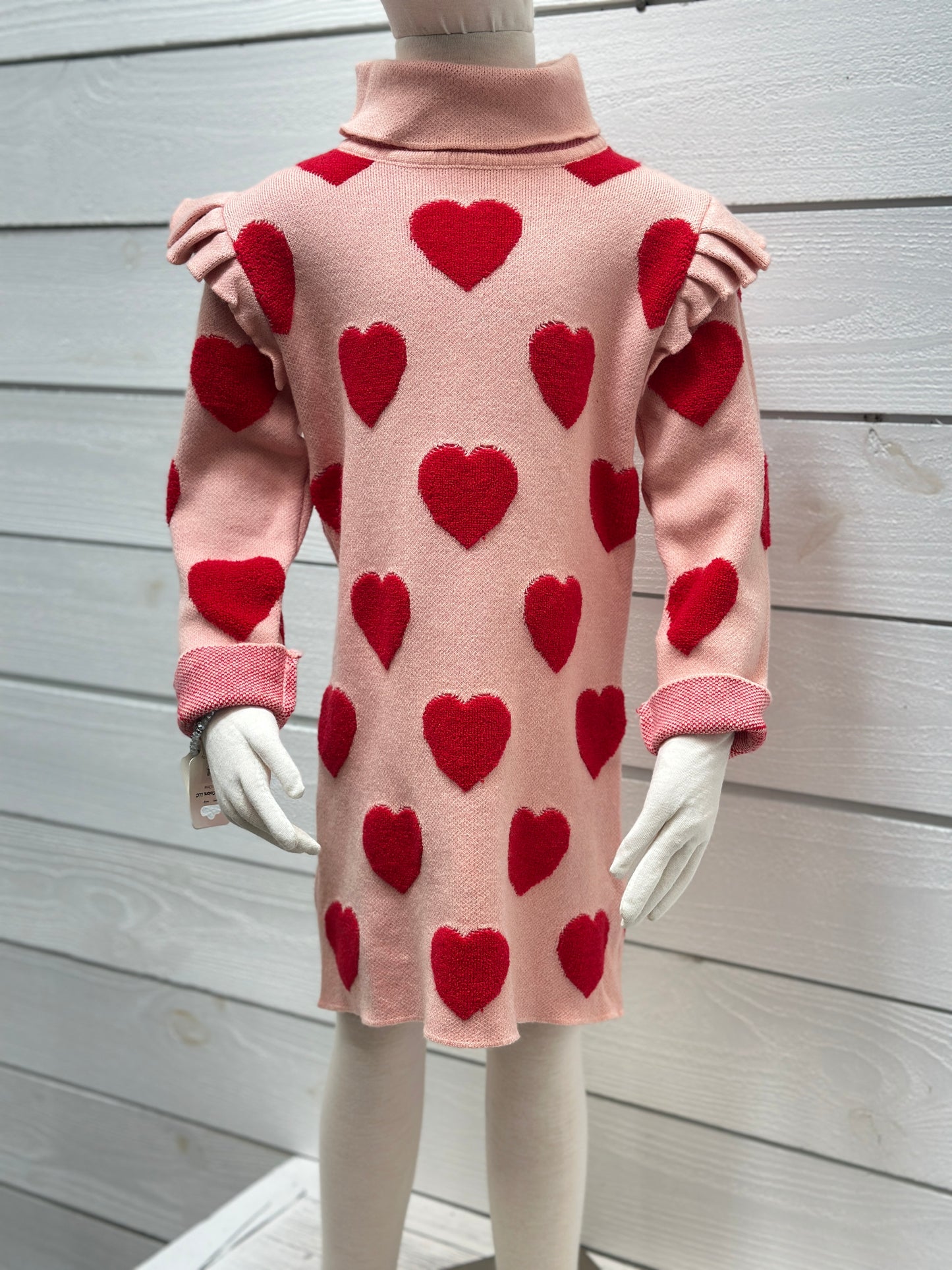 Warms My Heart Girls Turtleneck Sweater Dress