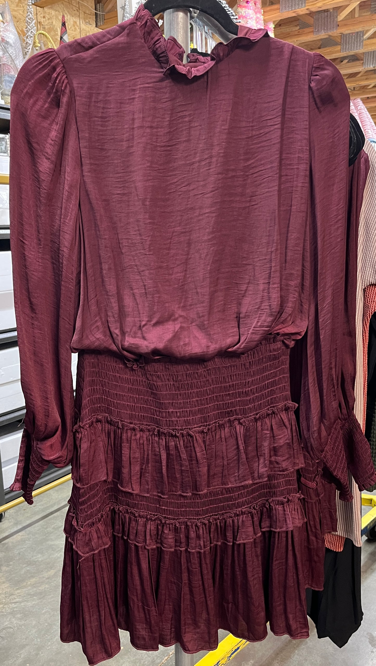 Wine Ruffled Dress