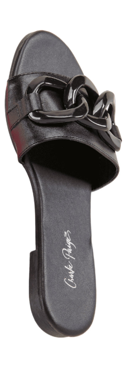Charlie Paige Black Slide Sandal