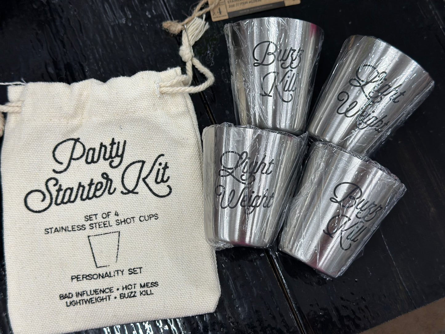 Party Starter 4pk Stainless Shot Cups