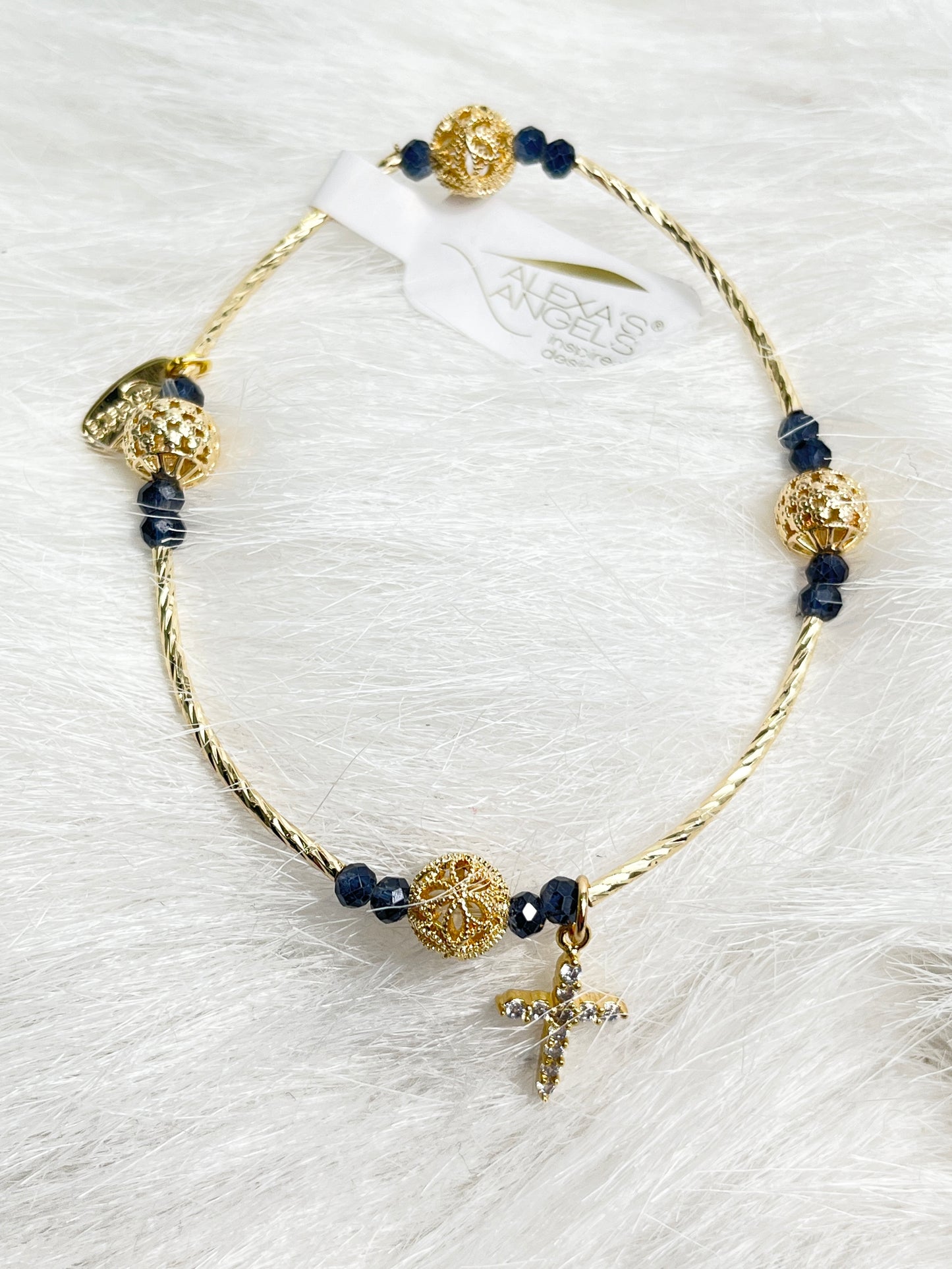 Gold Bracelets With Crystal Cross Charm
