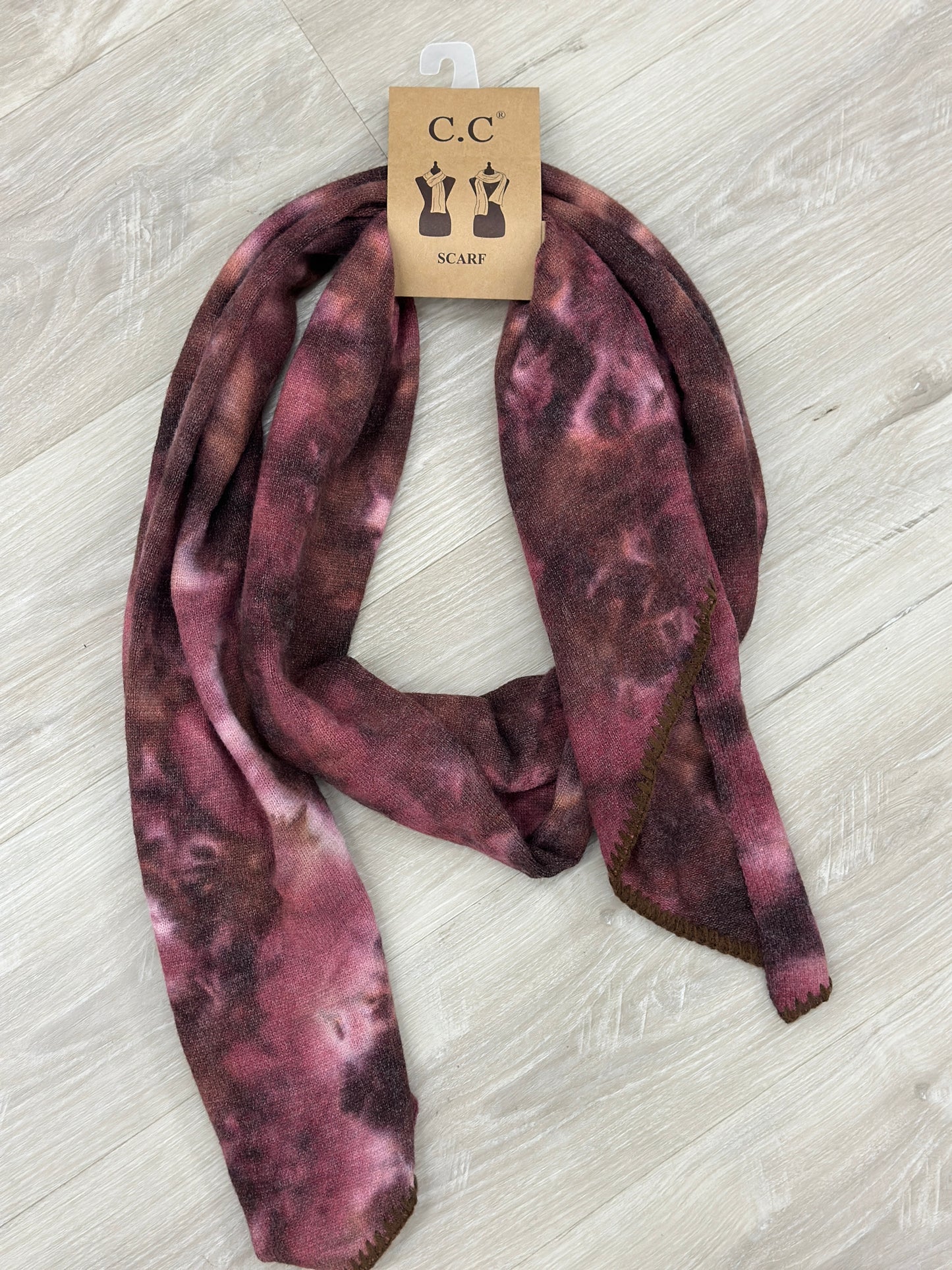Tie Dye Scarf With Rubber Patch Brown/Wild Ginger