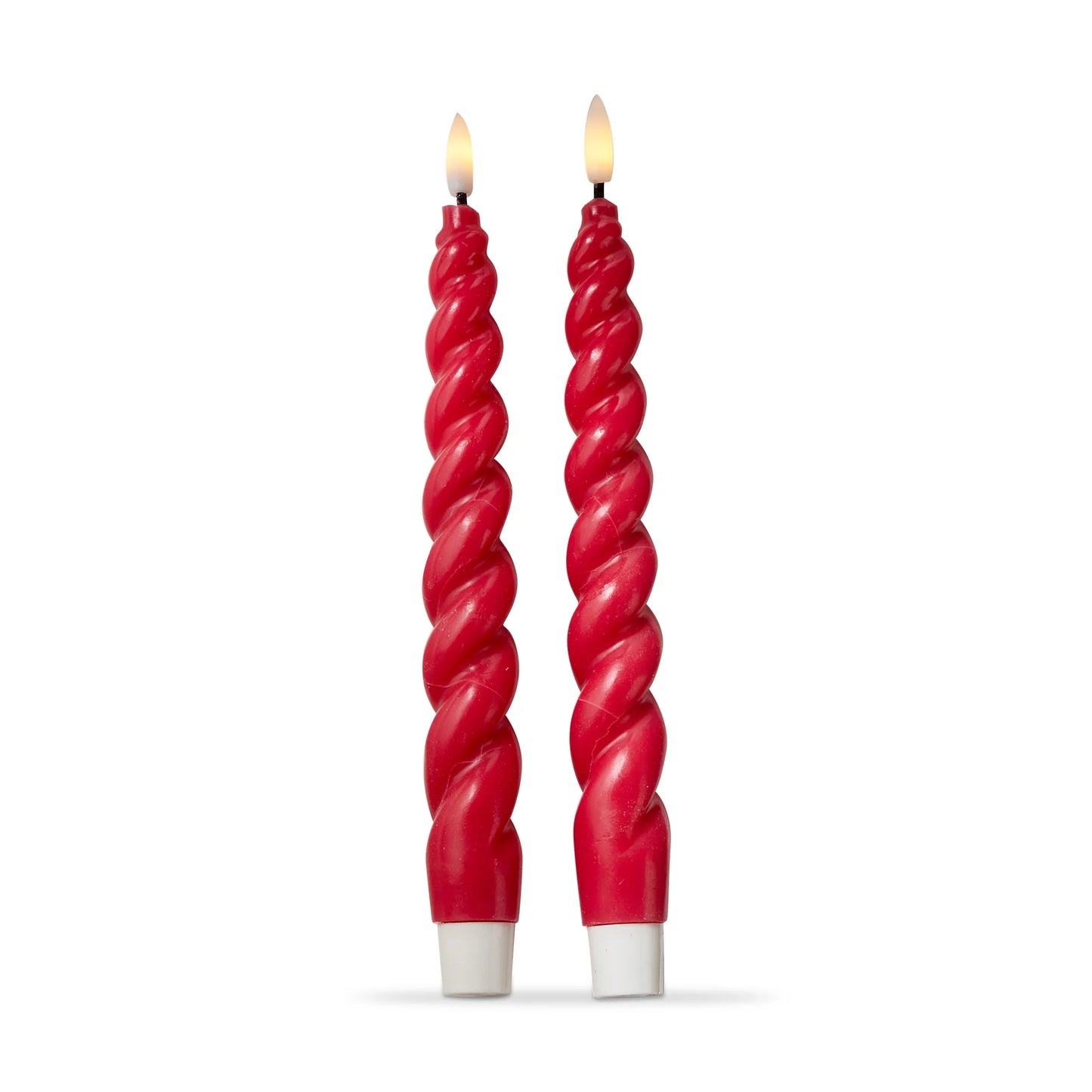 Dark Pink Spiral Led Tapers Set Of 2