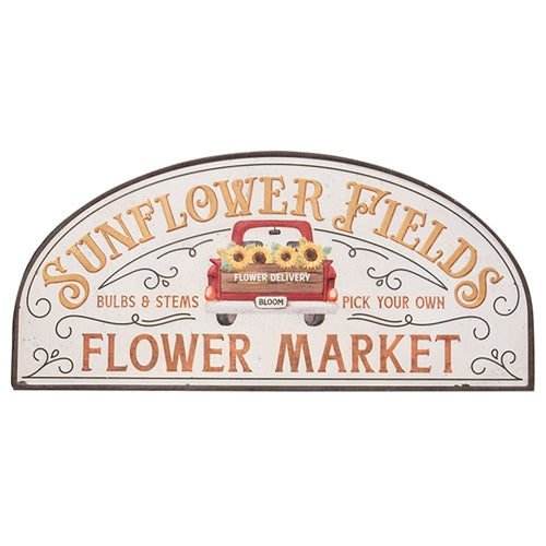 Sunflower Fields Distressed Metal Arch Sign