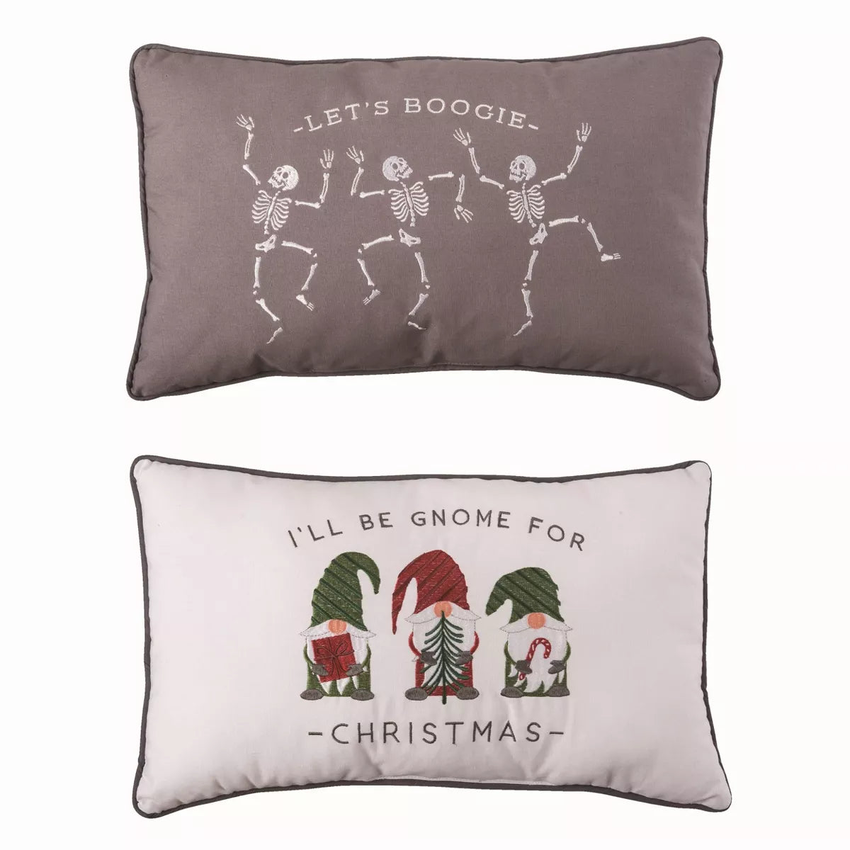 Reversible Gnomes/ Skeleton Pillow