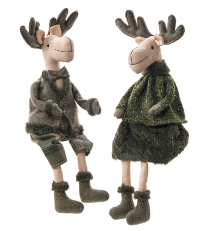Green Fabric Moose Shelf Sitter
