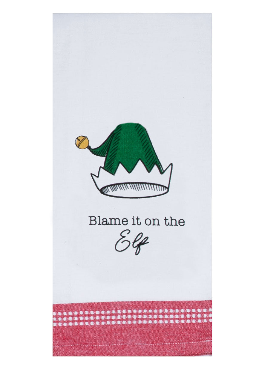 Blame It On The Elf Christmas Tea Towel