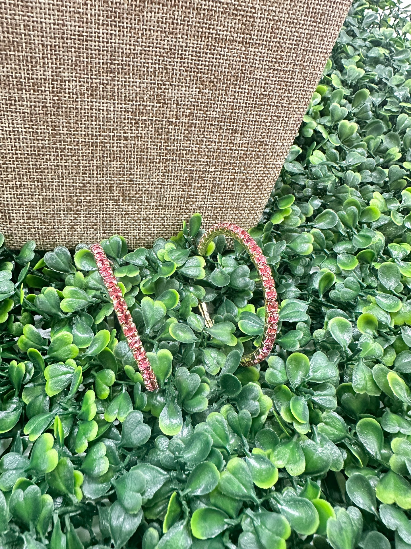 Pink Crystal Hoops Earrings