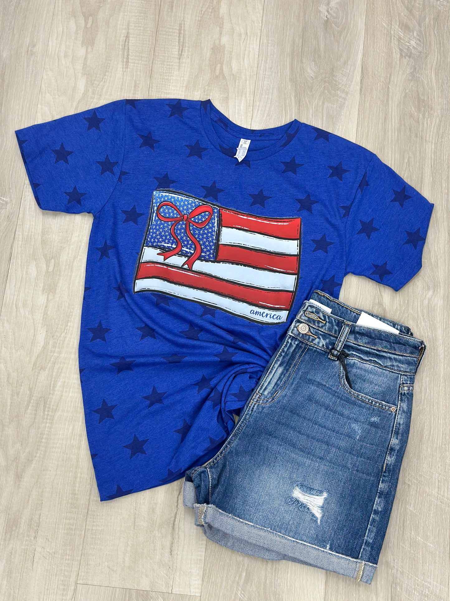 American Flag with Bow on Star Shirt
