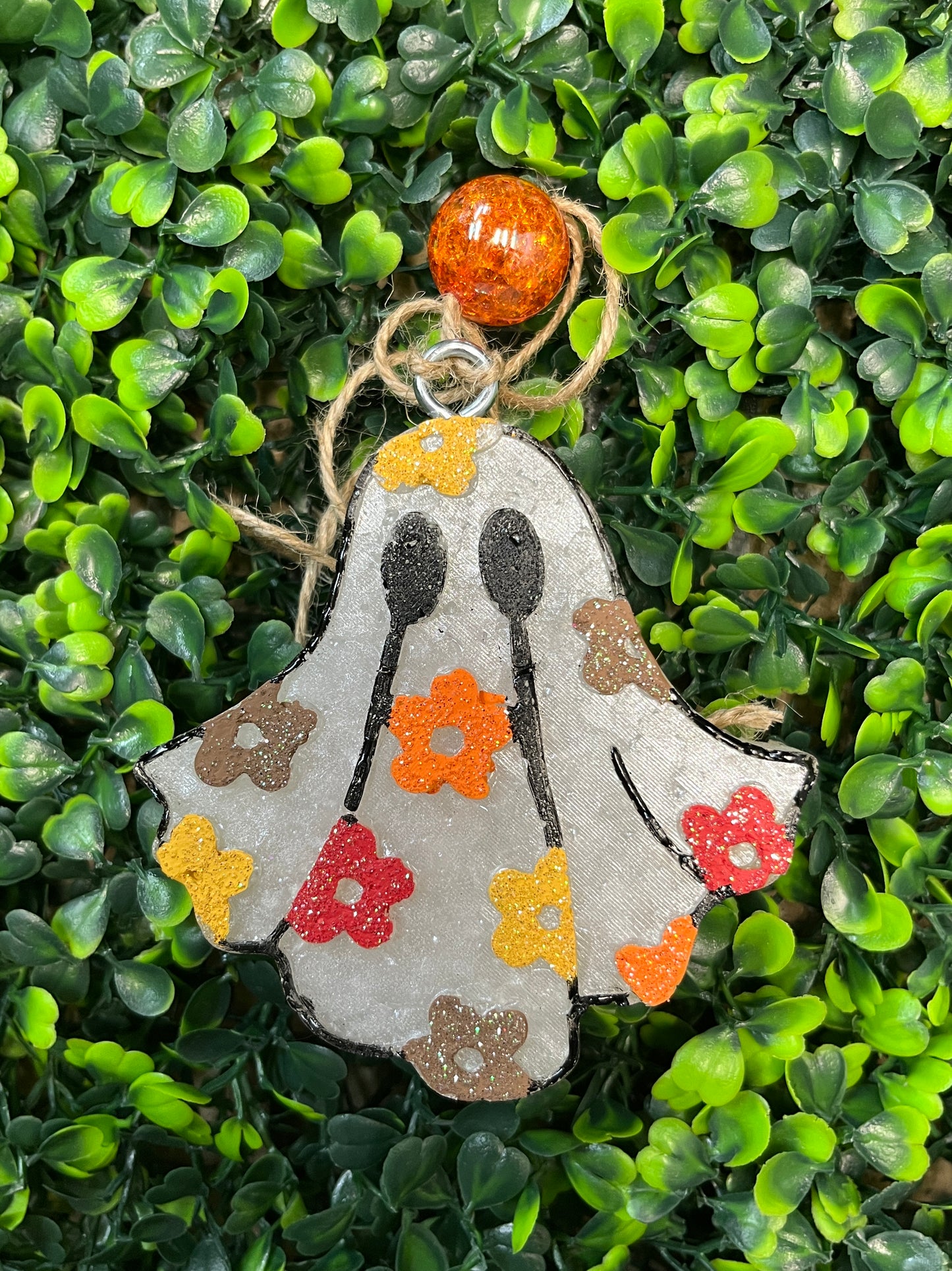 Ghost With Flowers Halloween Car Freshies