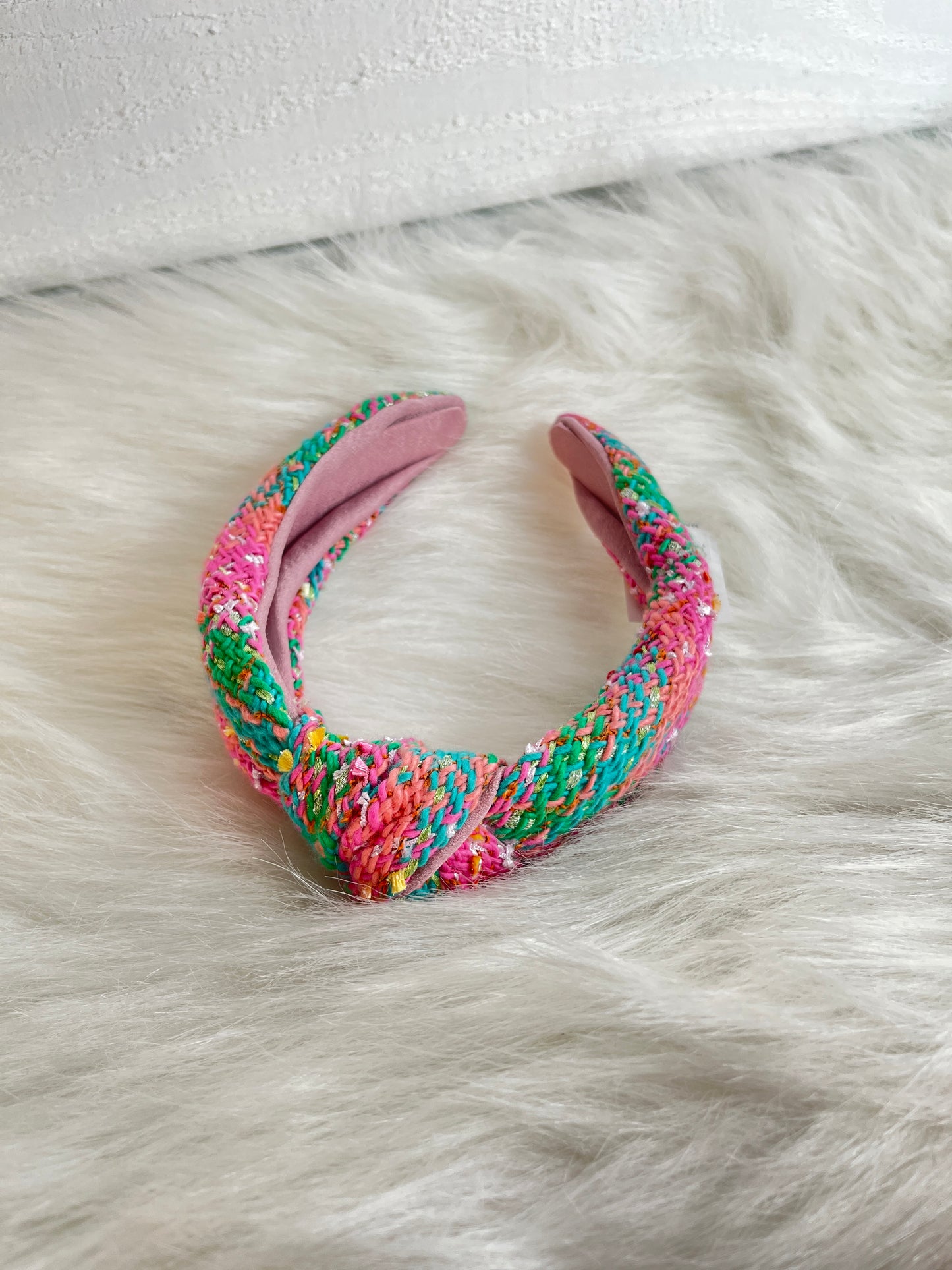 Multicolored Plaid Knit Headband