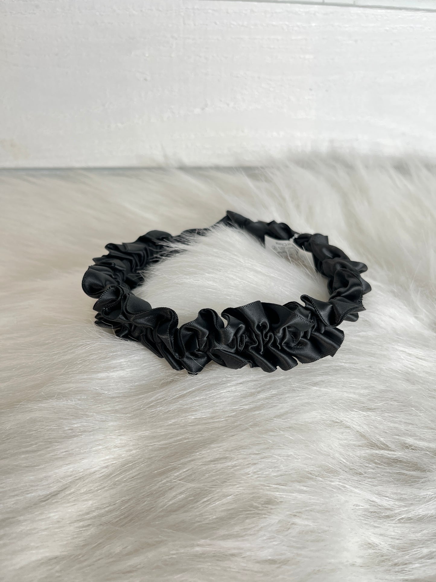 Black Silk Scrunchy Headband
