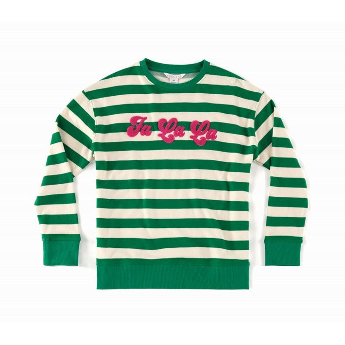 Fa La La Green Striped Sweatshirt