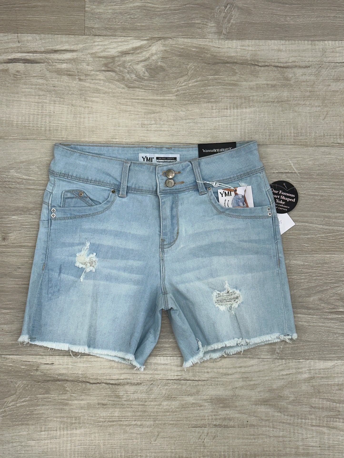 YMI Rips & Whiskers Light Denim Shorts