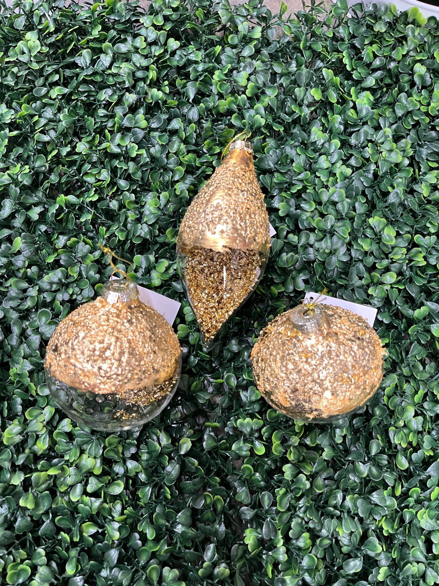 Textured Gold Flake Glass Ornament