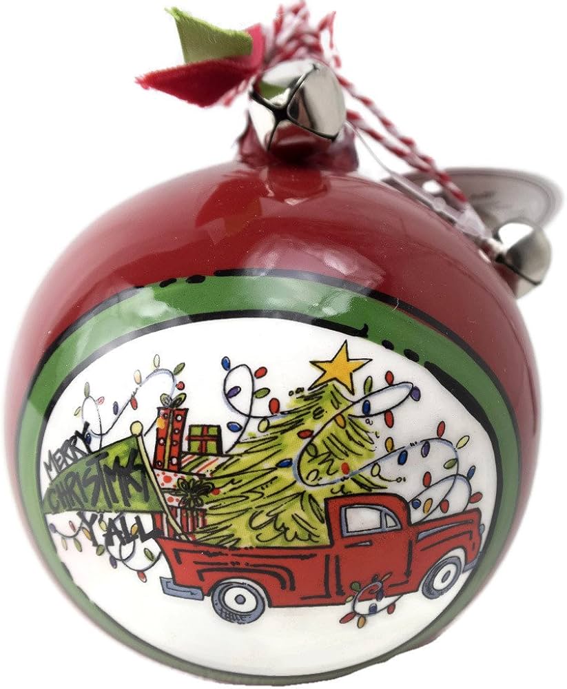 Red Truck Ceramic Ball Ornament