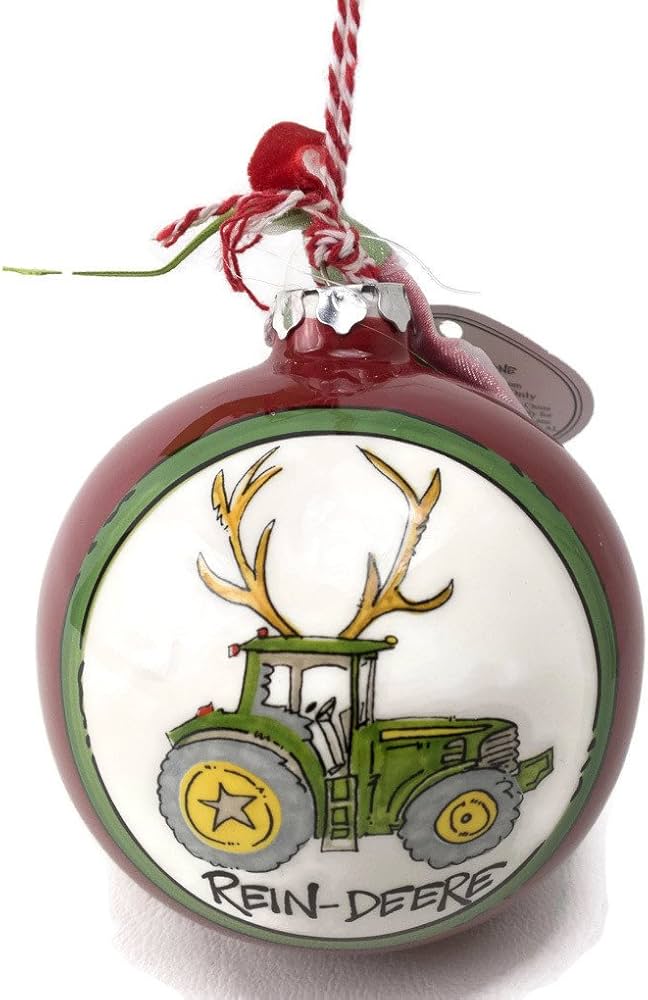 Rein-Deere Tractor Ceramic Ball Ornament
